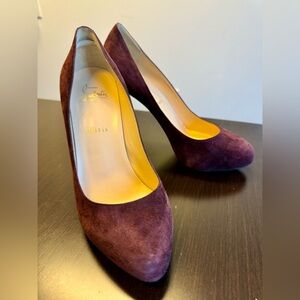 Christian Louboutin suede platform pumps